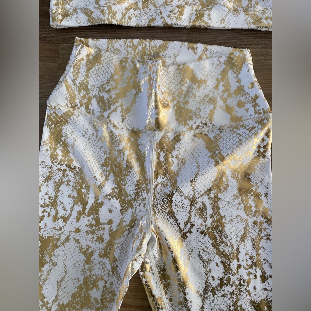Carbon 38 White And Gold Python Workout Set, Size… - image 4